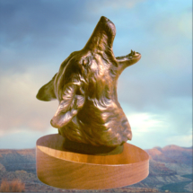 Coyote Bust $450 3"H clark bronson, wildlife statues, sculpture, bronze, figures, castings, bronze, pieces, figurine, coyote howling, head howling