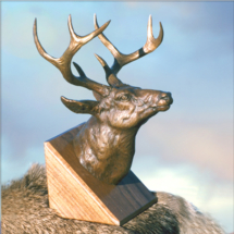 clark bronson, wildlife statues, sculpture, bronze, figures, castings, bronze, pieces, figurine, white-tail deer, buck, bust, head, antlers