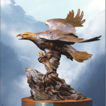Eagle's Rock $7,995 17"H X18"W wildlife bronze, sculpture, casting, statue piece figurine, bald eagle, wings extended, clark bronson