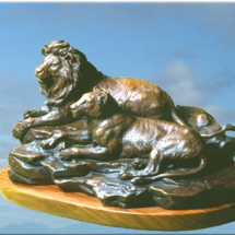 Surveying the Hunting Ground $3,995 10"H X 15"W clark bronson, wildlife statues, sculpture, bronze, figures, castings, bronze, pieces, figurine, african lion, pair lying down