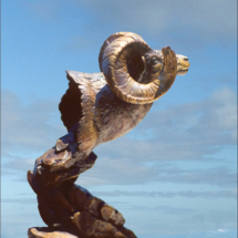 Full Curl $2,995 11"H bronze casting, sculpture piece, figurine, bighorn sheep, ram bust, rocky mountain sheep
