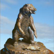 Old Silvertip $6,249 14"H X 15"W clark bronson, wildlife statues, sculpture, bronze, castings, bronze, pieces, figurine, grizzly, standing, brown bear, boar