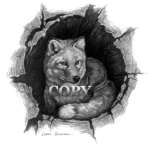 pencil sketch, drawing, black-and-white, red fox, art, clark bronson, hollow log, picture 