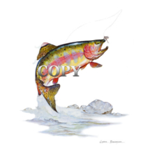 golden trout, fish, jumping, watercolor, painting, picture, art, clark bronson